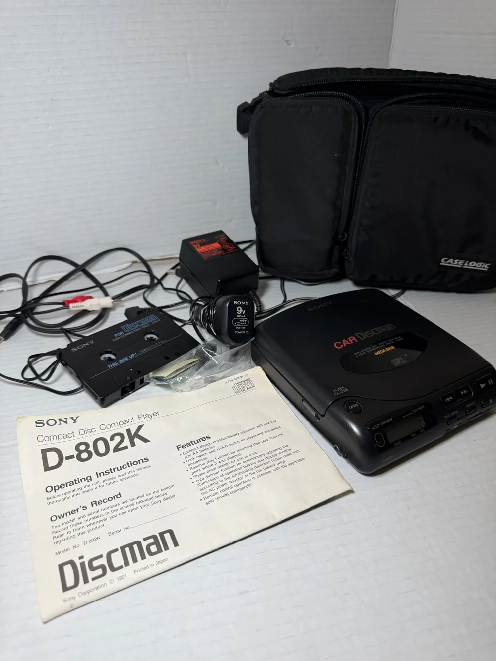 Vintage Sony Car Discman D-802K Portable CD Player Tested  Works